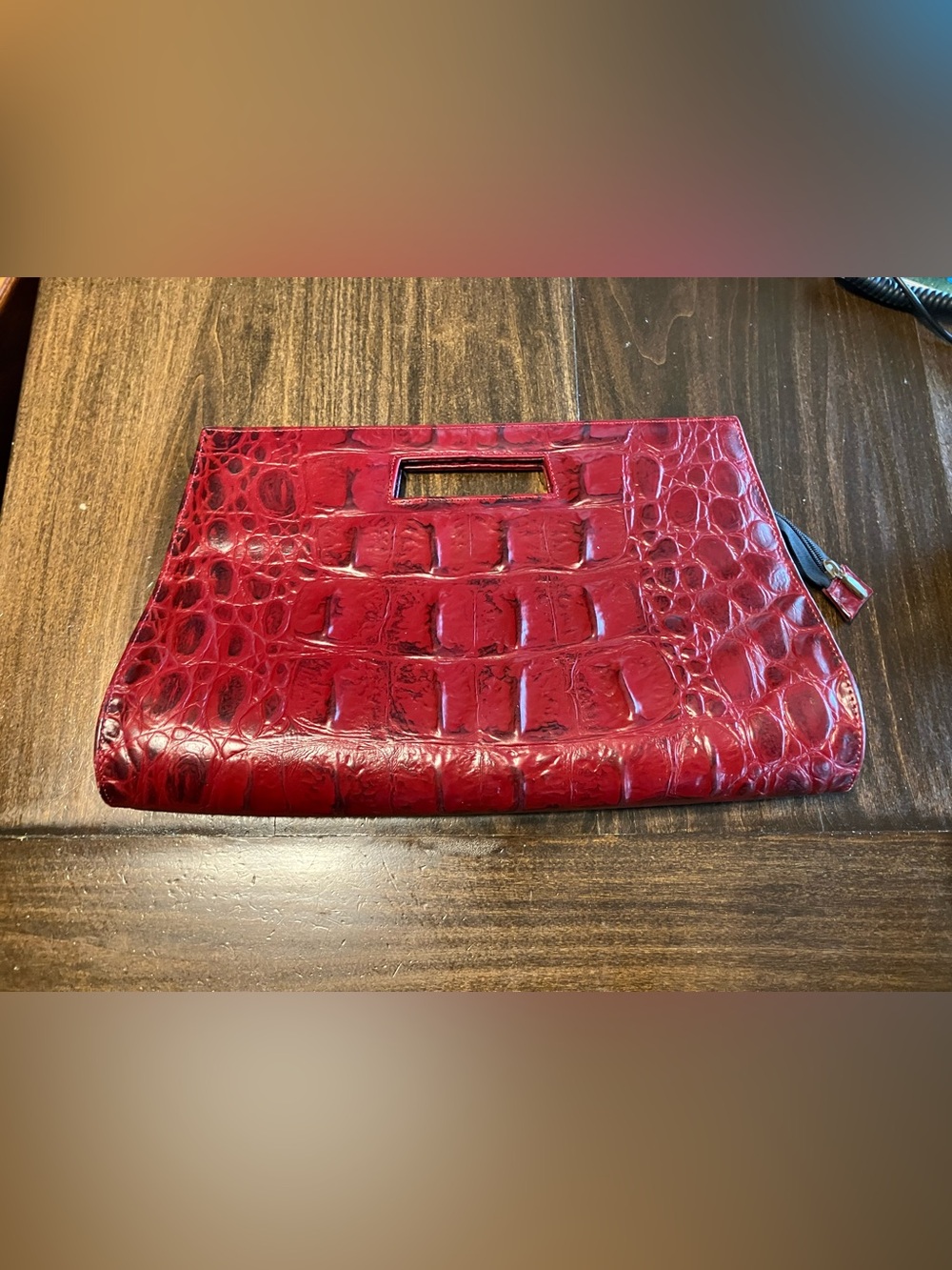 Circle G Red Croc Embossed Leather Clutch – Genuine Leather